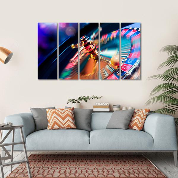 Casino Wheel In Motion Canvas Wall Art-5 Horizontal-Gallery Wrap-22&quot; x 12&quot;-Tiaracle