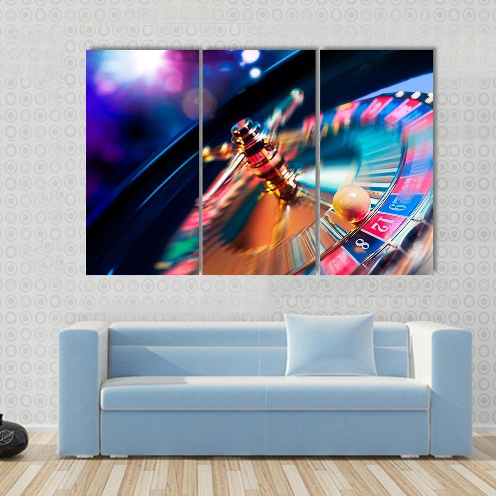 Casino Wheel In Motion Canvas Wall Art-3 Horizontal-Gallery Wrap-37" x 24"-Tiaracle