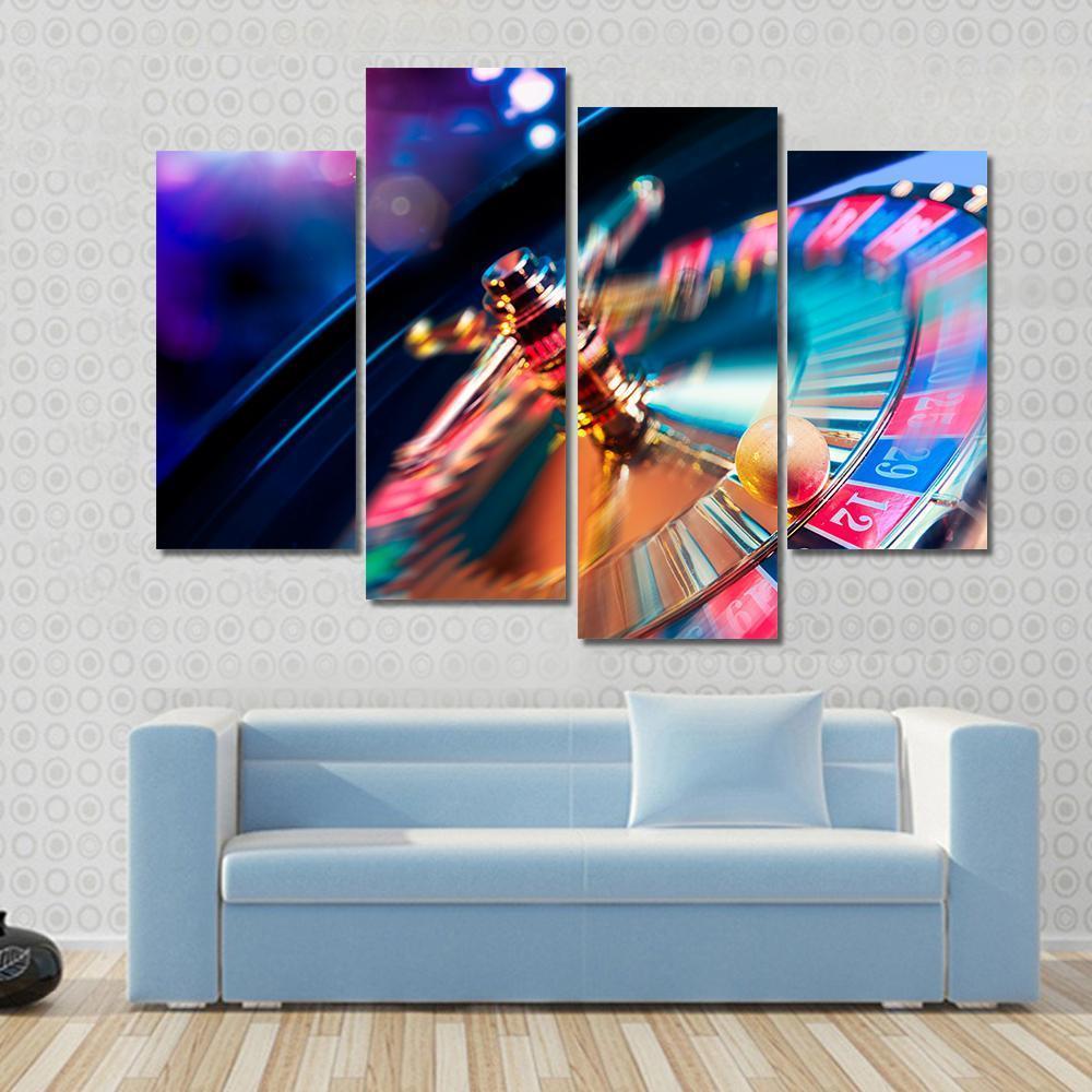 Casino Wheel In Motion Canvas Wall Art-4 Pop-Gallery Wrap-50&quot; x 32&quot;-Tiaracle