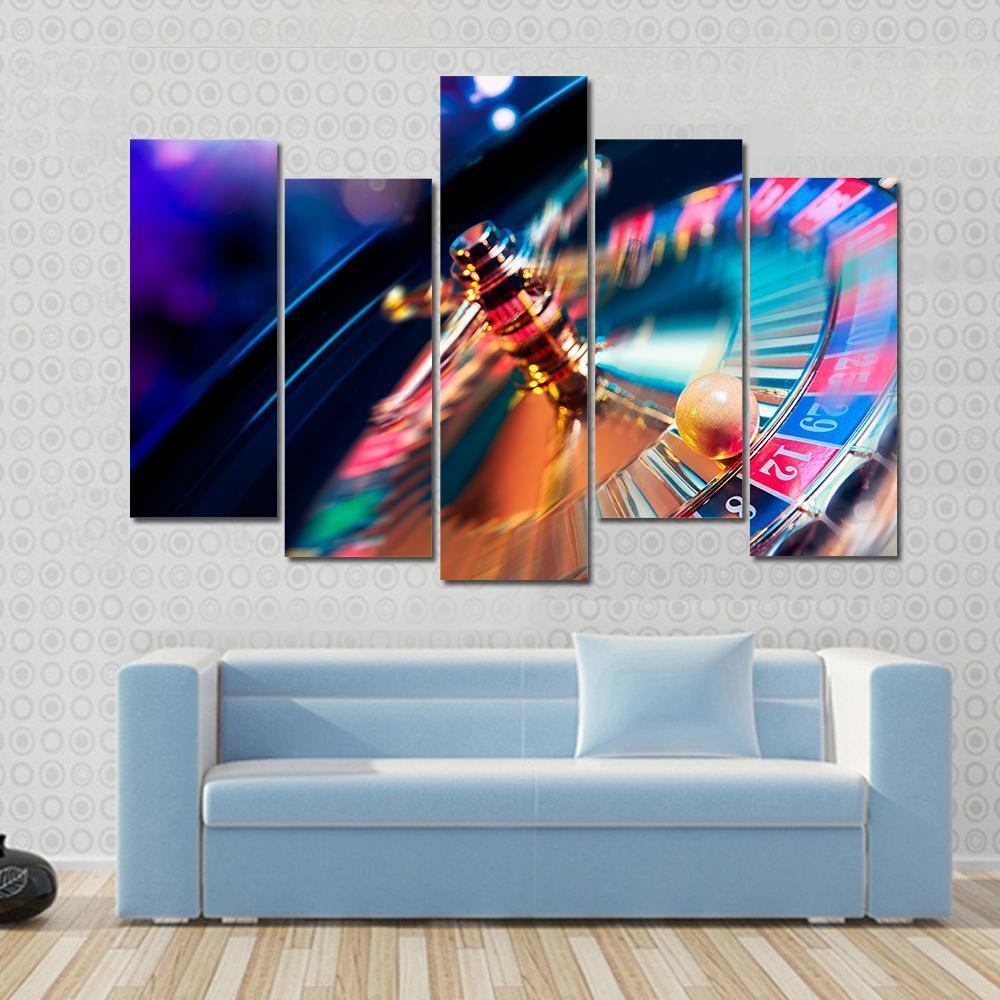 Casino Wheel In Motion Canvas Wall Art-3 Horizontal-Gallery Wrap-37" x 24"-Tiaracle