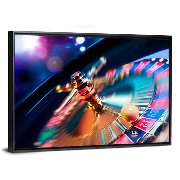 Casino Wheel In Motion Canvas Wall Art-3 Horizontal-Gallery Wrap-25&quot; x 16&quot;-Tiaracle