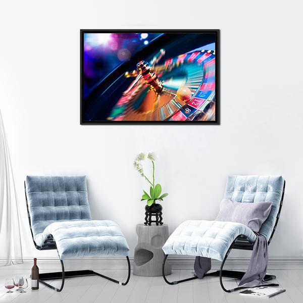 Casino Wheel In Motion Canvas Wall Art-3 Horizontal-Gallery Wrap-25&quot; x 16&quot;-Tiaracle