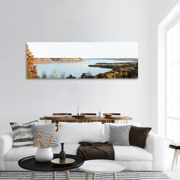 Lake In Autumn Panoramic Canvas Wall Art-1 Piece-36" x 12"-Tiaracle