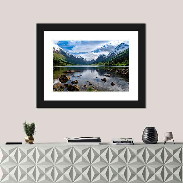Amazing Lake Norway Canvas Wall Art-1 Piece-Framed Print-20" x 16"-Tiaracle