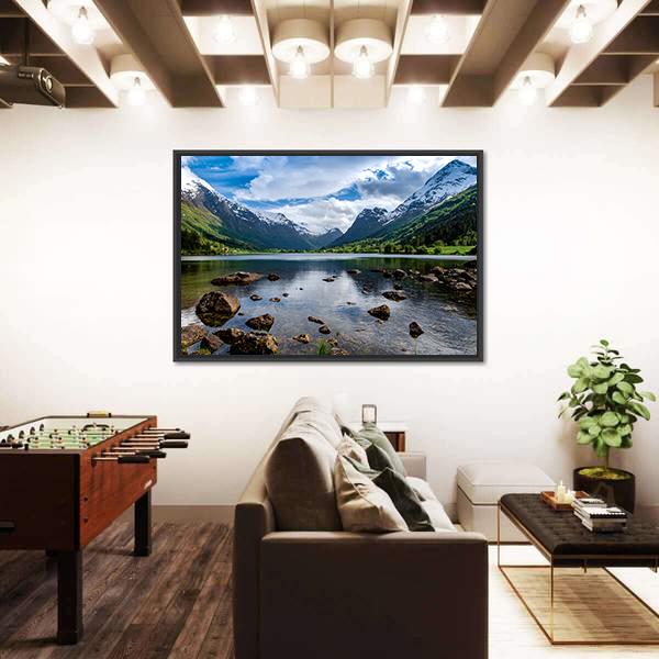 Amazing Lake Norway Canvas Wall Art-5 Horizontal-Gallery Wrap-22" x 12"-Tiaracle