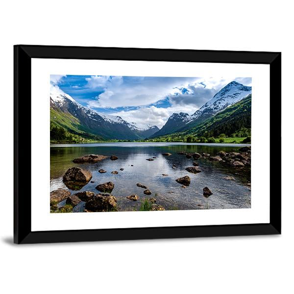 Amazing Lake Norway Canvas Wall Art-5 Horizontal-Gallery Wrap-22" x 12"-Tiaracle