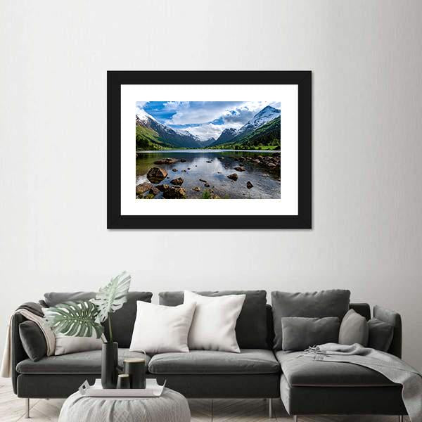Amazing Lake Norway Canvas Wall Art-5 Horizontal-Gallery Wrap-22" x 12"-Tiaracle
