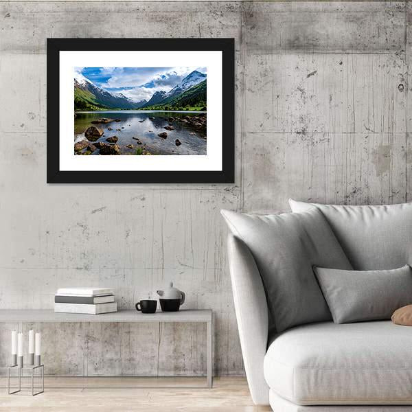 Amazing Lake Norway Canvas Wall Art-5 Horizontal-Gallery Wrap-22" x 12"-Tiaracle