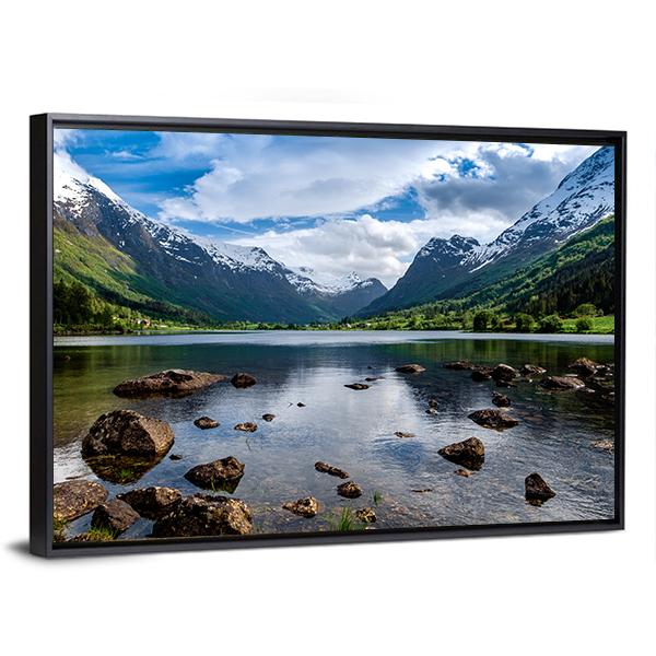 Amazing Lake Norway Canvas Wall Art-5 Horizontal-Gallery Wrap-22" x 12"-Tiaracle