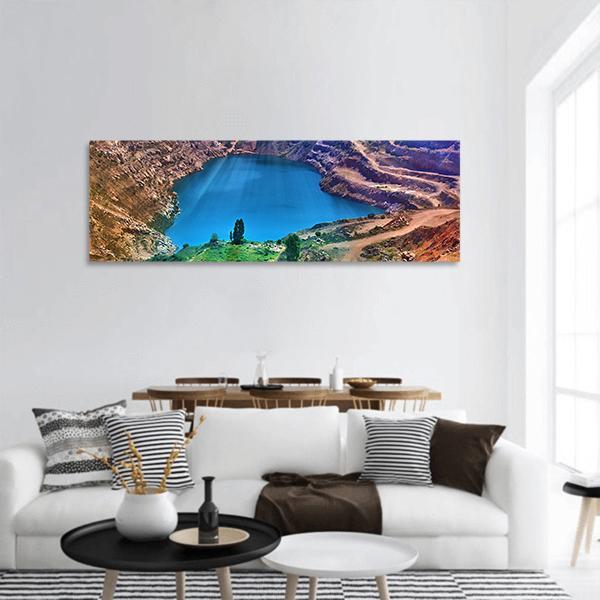 Lake Surrounded By Mountain Panoramic Canvas Wall Art-1 Piece-36" x 12"-Tiaracle