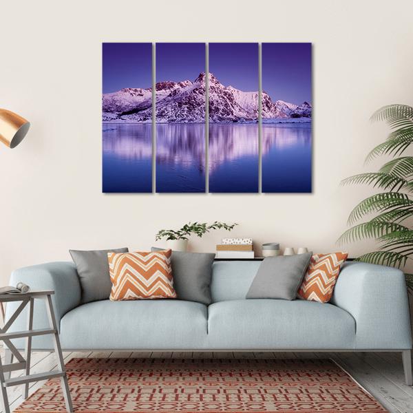 Amazing Mountain Ridge &amp; Lake Canvas Wall Art-4 Horizontal-Gallery Wrap-34" x 24"-Tiaracle