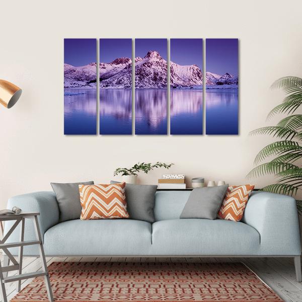Amazing Mountain Ridge &amp; Lake Canvas Wall Art-5 Horizontal-Gallery Wrap-22" x 12"-Tiaracle