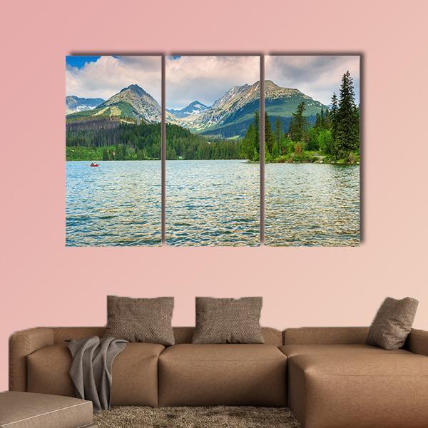 Lake In High Tatras Canvas Wall Art-3 Horizontal-Gallery Wrap-37" x 24"-Tiaracle