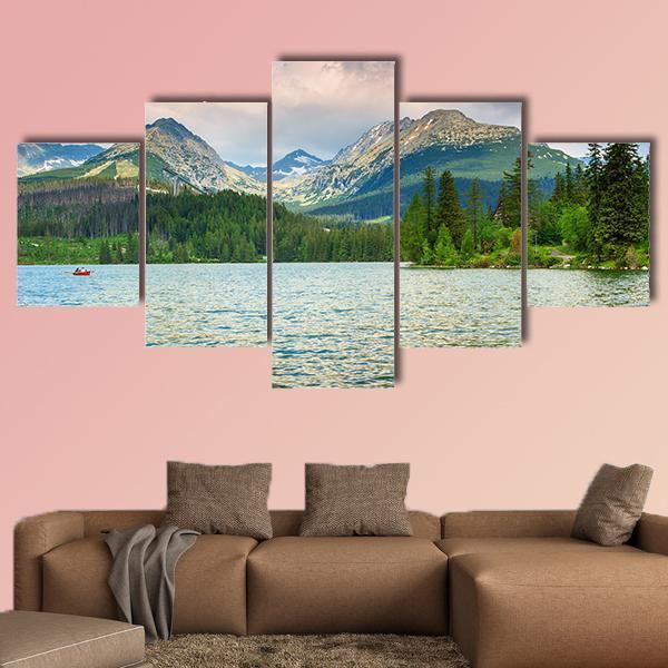Lake In High Tatras Canvas Wall Art-5 Star-Gallery Wrap-62" x 32"-Tiaracle