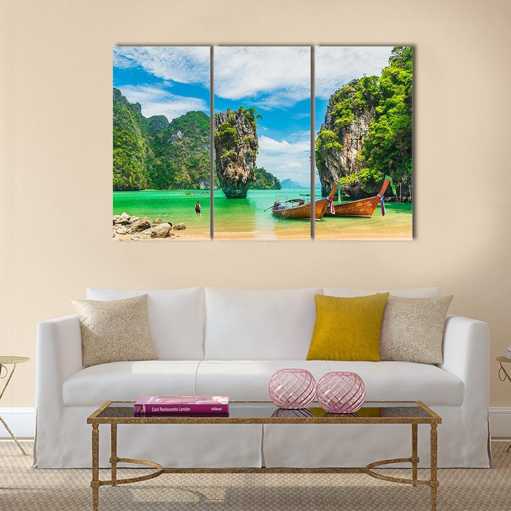 Phuket Island In Thailand Canvas Wall Art-3 Horizontal-Gallery Wrap-25" x 16"-Tiaracle