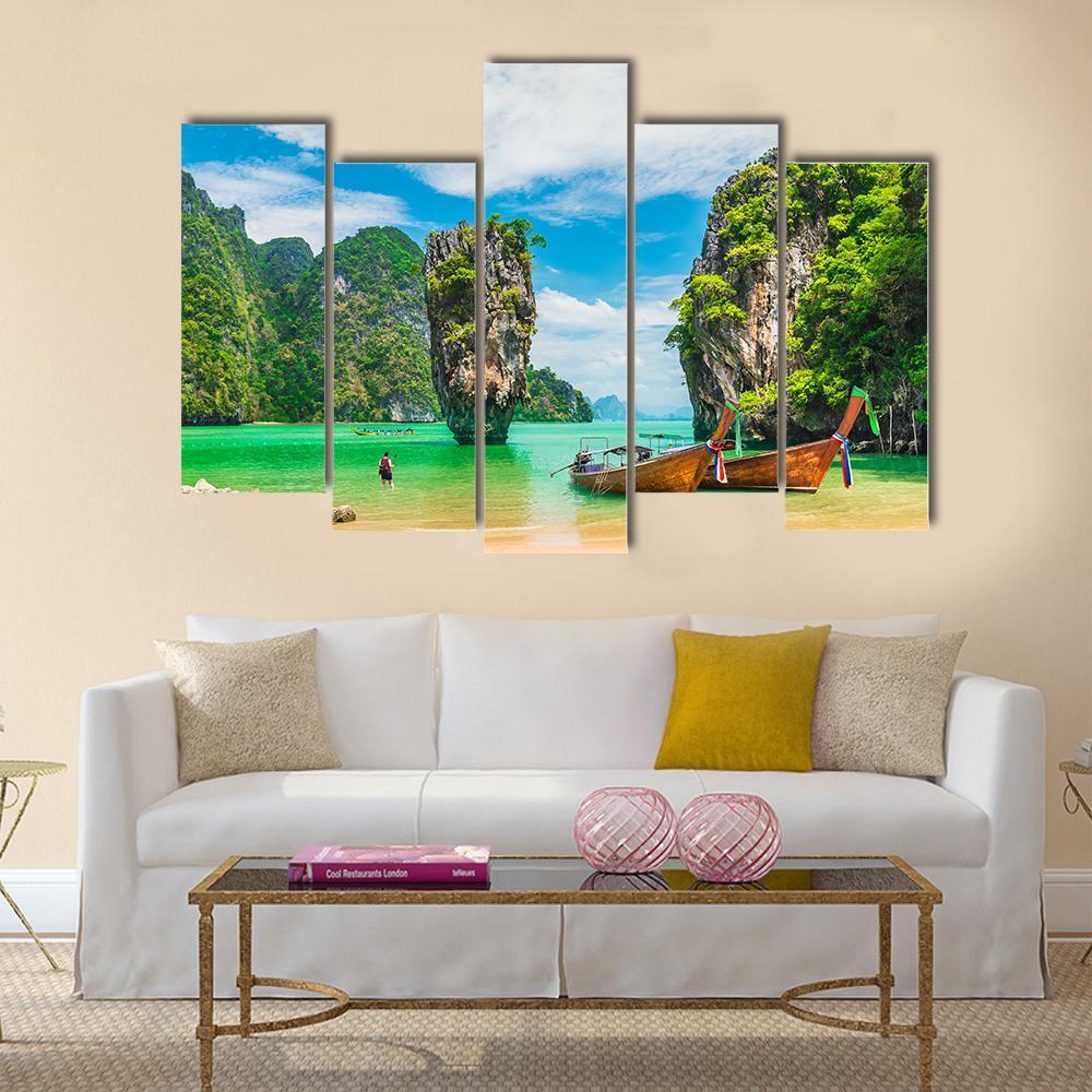 Phuket Island In Thailand Canvas Wall Art-5 Pop-Gallery Wrap-32" x 21"-Tiaracle
