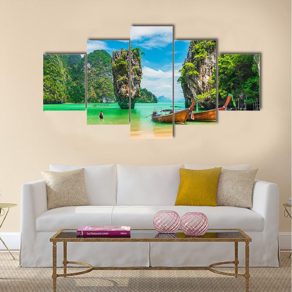 Phuket Island In Thailand Canvas Wall Art-5 Star-Gallery Wrap-42" x 21"-Tiaracle