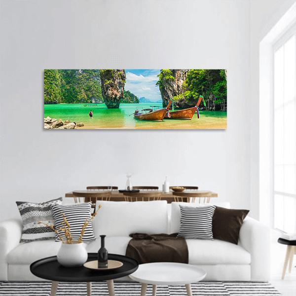 Phuket Island In Thailand Panoramic Canvas Wall Art-1 Piece-36" x 12"-Tiaracle