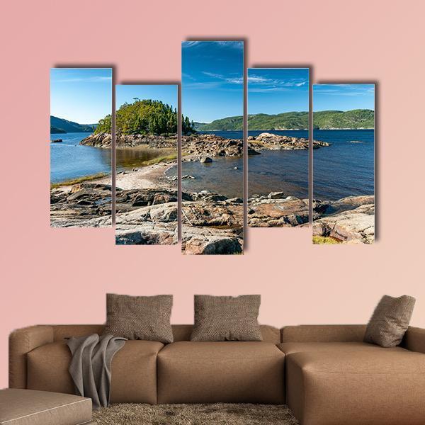 Saguenay Fjord In Canada Canvas Wall Art-5 Pop-Gallery Wrap-47" x 32"-Tiaracle