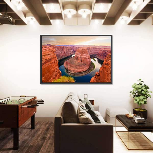 Amazing Sunset At Horseshoe Bend Canvas Wall Art-5 Horizontal-Gallery Wrap-22" x 12"-Tiaracle