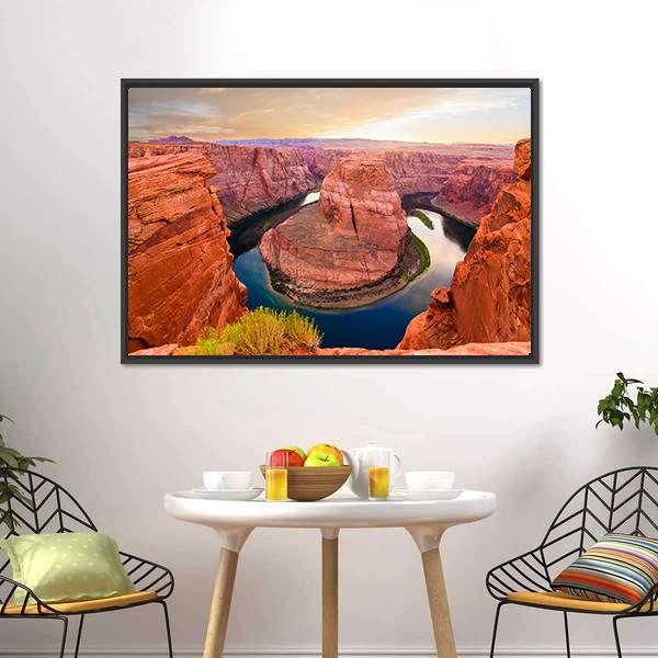 Amazing Sunset At Horseshoe Bend Canvas Wall Art-3 Horizontal-Gallery Wrap-25&quot; x 16&quot;-Tiaracle