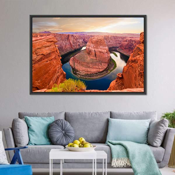 Amazing Sunset At Horseshoe Bend Canvas Wall Art-3 Horizontal-Gallery Wrap-25&quot; x 16&quot;-Tiaracle