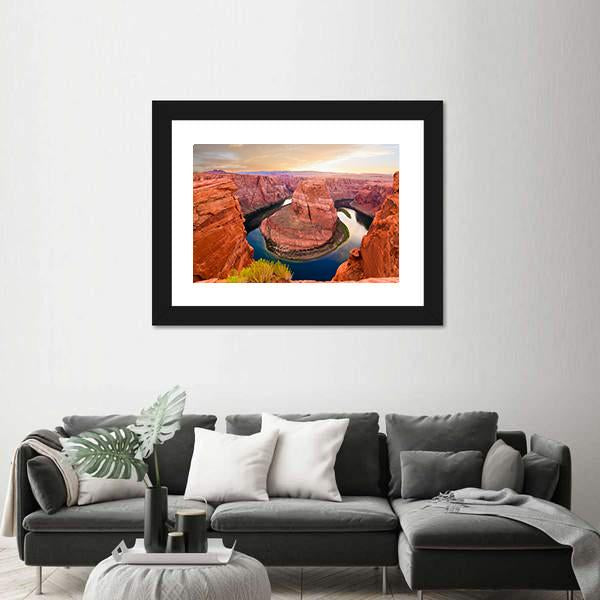 Amazing Sunset At Horseshoe Bend Canvas Wall Art-5 Horizontal-Gallery Wrap-22" x 12"-Tiaracle