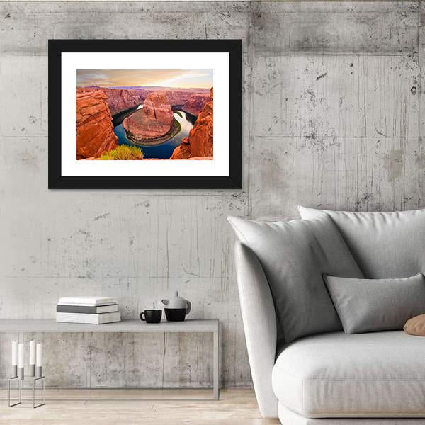 Amazing Sunset At Horseshoe Bend Canvas Wall Art-5 Horizontal-Gallery Wrap-22" x 12"-Tiaracle