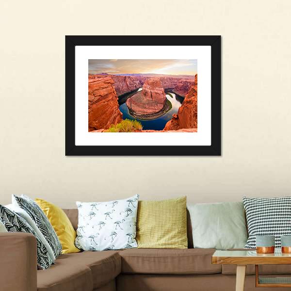 Amazing Sunset At Horseshoe Bend Canvas Wall Art-3 Horizontal-Gallery Wrap-25&quot; x 16&quot;-Tiaracle