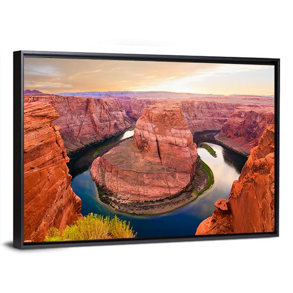 Amazing Sunset At Horseshoe Bend Canvas Wall Art-5 Horizontal-Gallery Wrap-22" x 12"-Tiaracle