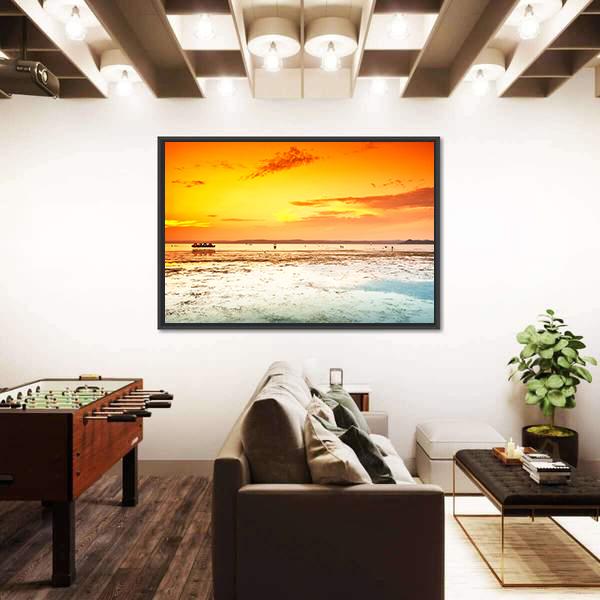 Amazing Sunset On Sea Canvas Wall Art-3 Horizontal-Gallery Wrap-25" x 16"-Tiaracle