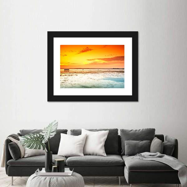 Amazing Sunset On Sea Canvas Wall Art-3 Horizontal-Gallery Wrap-25" x 16"-Tiaracle