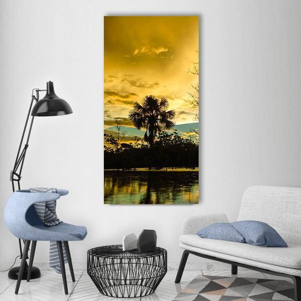 Amazon River At Sunset Vertical Canvas Wall Art-1 Vertical-Gallery Wrap-12" x 24"-Tiaracle