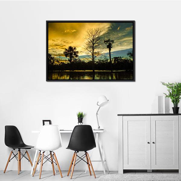 Amazon River At Sunset Vertical Canvas Wall Art-3 Vertical-Gallery Wrap-12" x 25"-Tiaracle