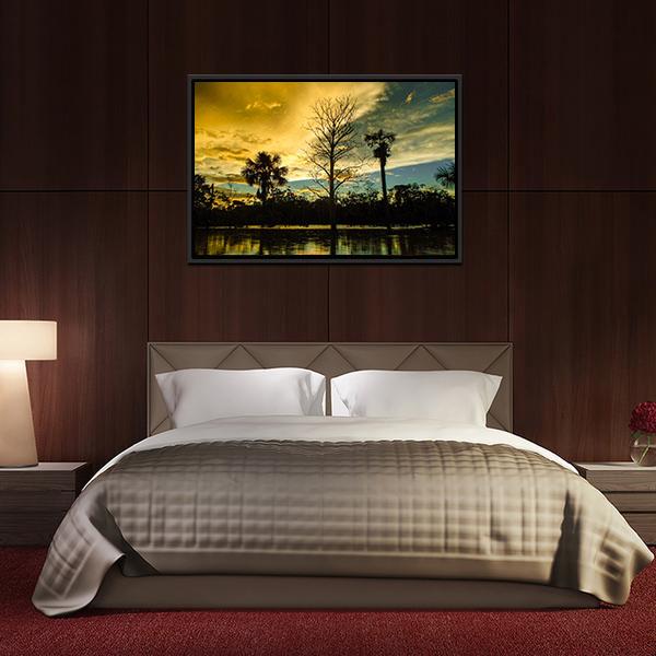 Amazon River At Sunset Vertical Canvas Wall Art-3 Vertical-Gallery Wrap-12" x 25"-Tiaracle