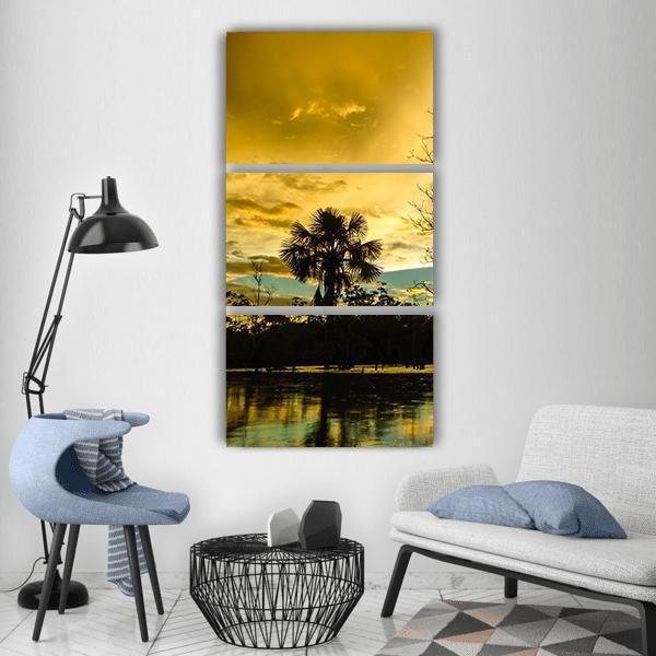 Amazon River At Sunset Vertical Canvas Wall Art-3 Vertical-Gallery Wrap-12" x 25"-Tiaracle