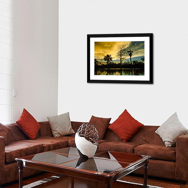 Amazon River At Sunset Vertical Canvas Wall Art-3 Vertical-Gallery Wrap-12" x 25"-Tiaracle