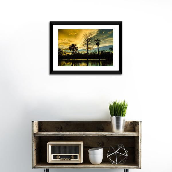 Amazon River At Sunset Vertical Canvas Wall Art-3 Vertical-Gallery Wrap-12" x 25"-Tiaracle