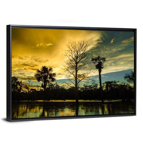 Amazon River At Sunset Vertical Canvas Wall Art-3 Vertical-Gallery Wrap-12" x 25"-Tiaracle