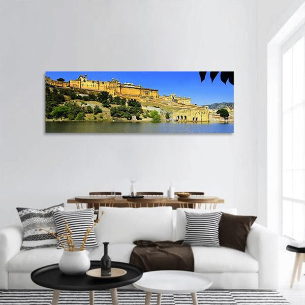 Amber Fort In Rajasthan Panoramic Canvas Wall Art-1 Piece-36" x 12"-Tiaracle