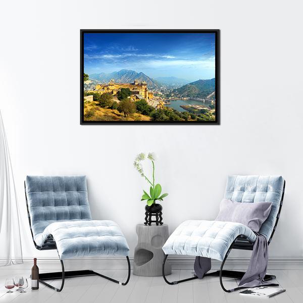 Amber Fort In Rajasthan Canvas Wall Art-3 Horizontal-Gallery Wrap-25" x 16"-Tiaracle