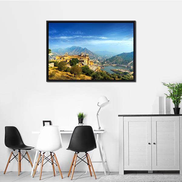 Amber Fort In Rajasthan Canvas Wall Art-3 Horizontal-Gallery Wrap-25" x 16"-Tiaracle