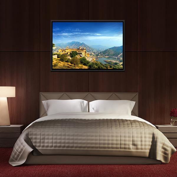 Amber Fort In Rajasthan Canvas Wall Art-3 Horizontal-Gallery Wrap-25" x 16"-Tiaracle