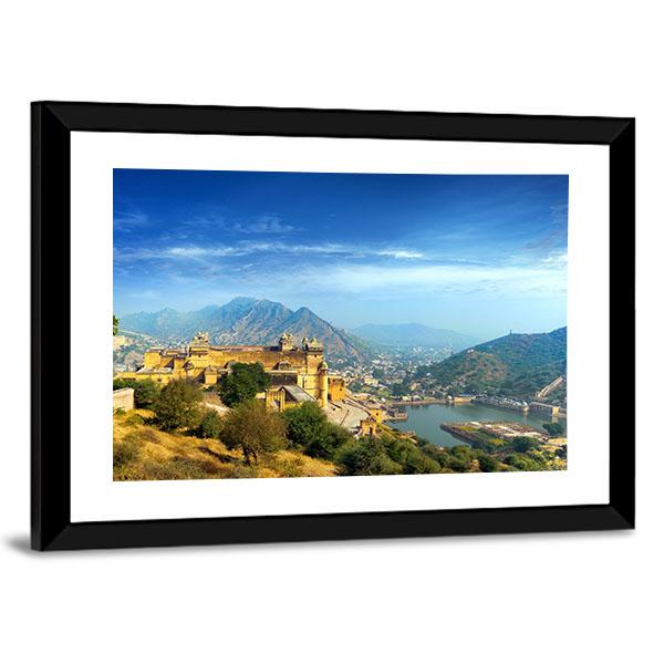 Amber Fort In Rajasthan Canvas Wall Art-3 Horizontal-Gallery Wrap-25" x 16"-Tiaracle
