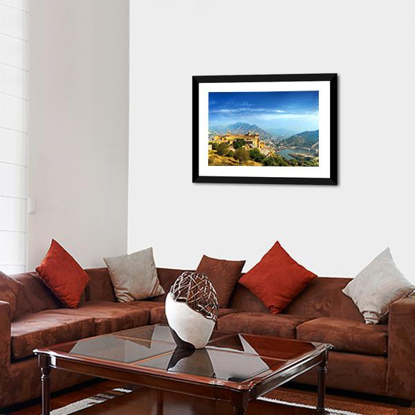 Amber Fort In Rajasthan Canvas Wall Art-3 Horizontal-Gallery Wrap-25" x 16"-Tiaracle