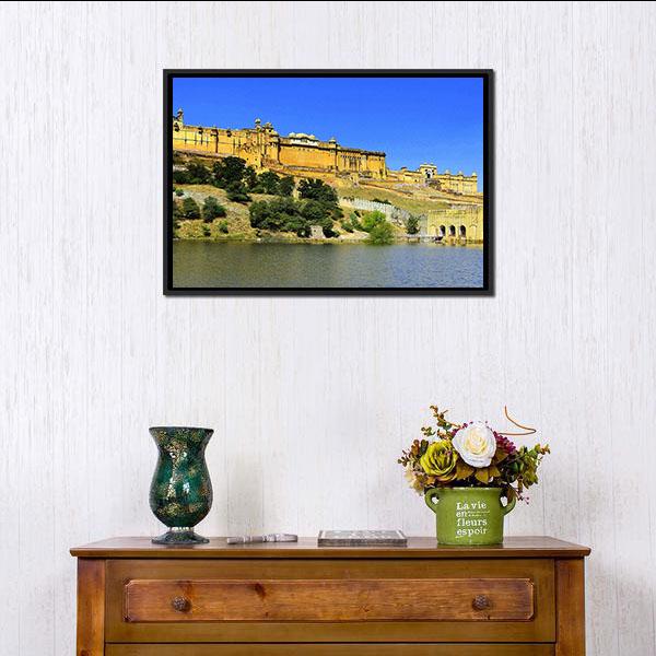 Amber Fort In Rajasthan Panoramic Canvas Wall Art-1 Piece-36" x 12"-Tiaracle