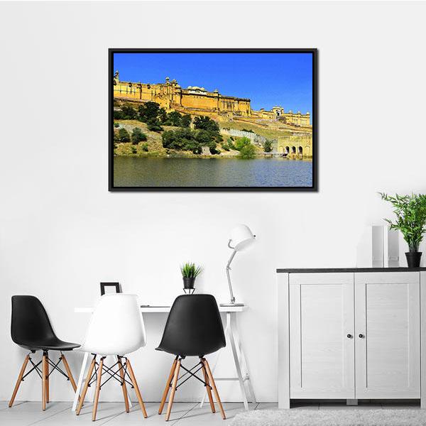 Amber Fort In Rajasthan Panoramic Canvas Wall Art-1 Piece-36" x 12"-Tiaracle