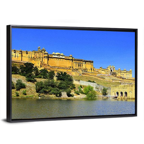 Amber Fort In Rajasthan Panoramic Canvas Wall Art-1 Piece-36" x 12"-Tiaracle
