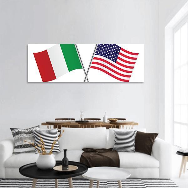 American And Italian Flags Panoramic Canvas Wall Art-1 Piece-36" x 12"-Tiaracle