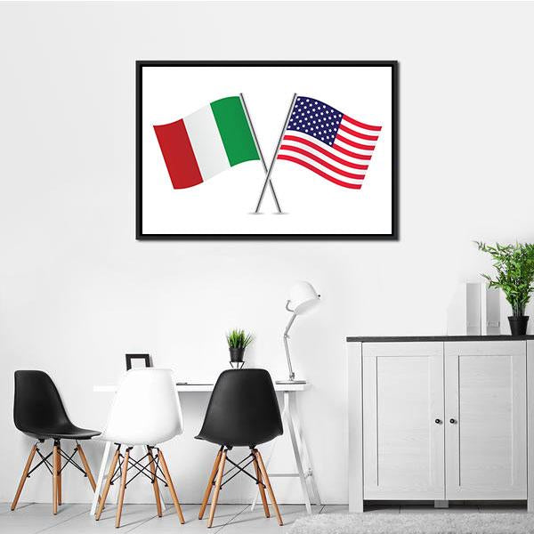 American And Italian Flags Panoramic Canvas Wall Art-1 Piece-36" x 12"-Tiaracle